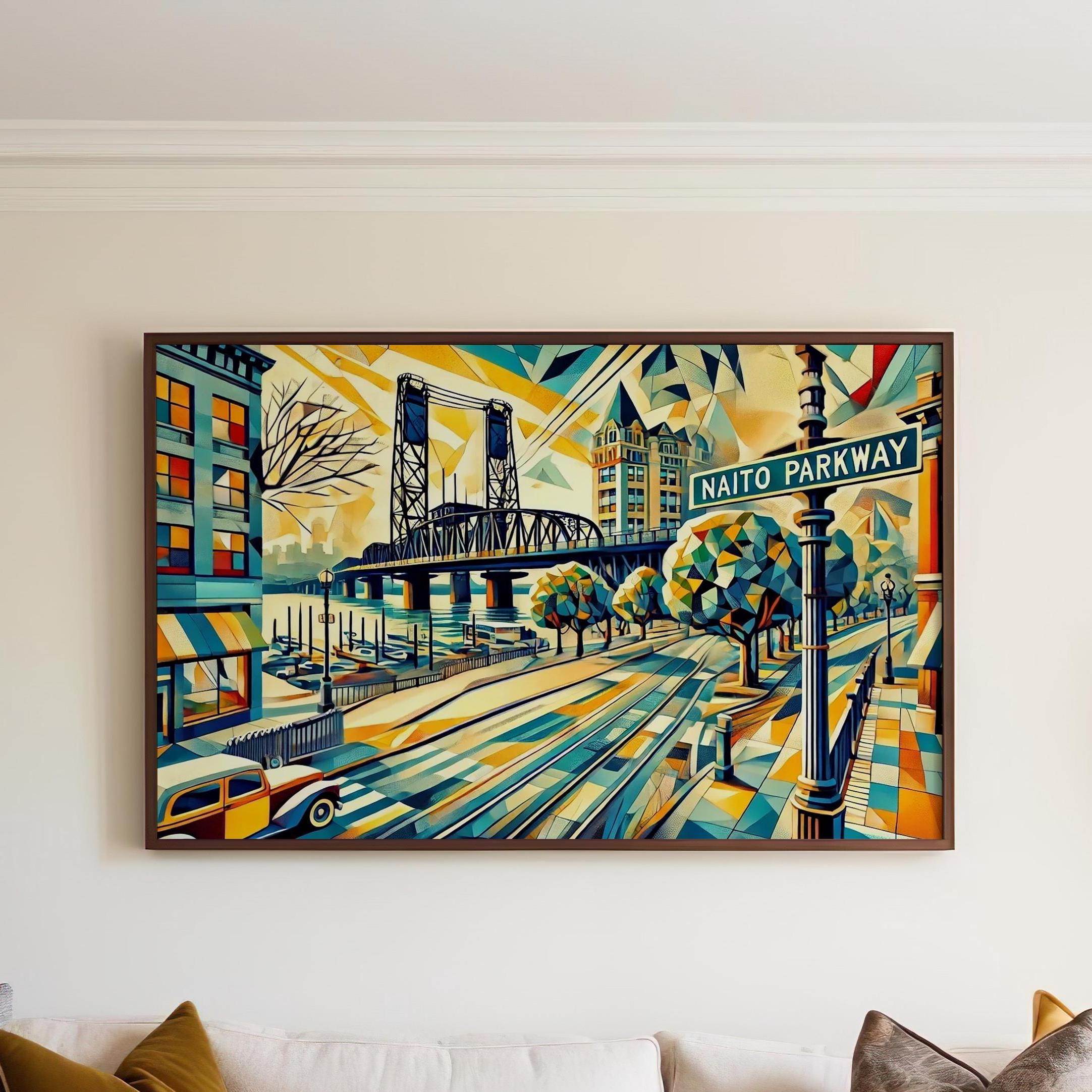 Naito Parkway Wall Art Cubist - Portland, Oregon, USA