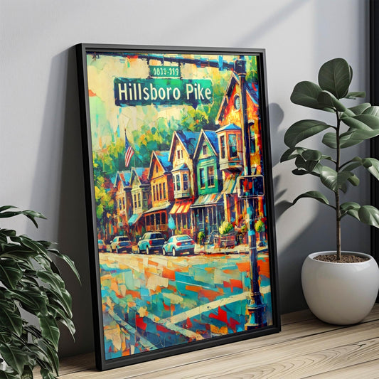 Nashville Hillsboro Pike Wall Art Print, Tennessee Travel Poster, Housewarming Gift, Music City Home Décor, Nashville Art Illustration