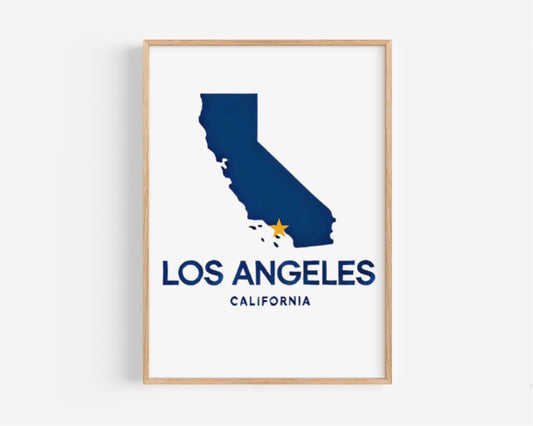 Los Angeles Wall Art Print, California Home Decor, LA Souvenir, Travel Poster, College Dorm Gift, Housewarming Art, Modern LA Map Design