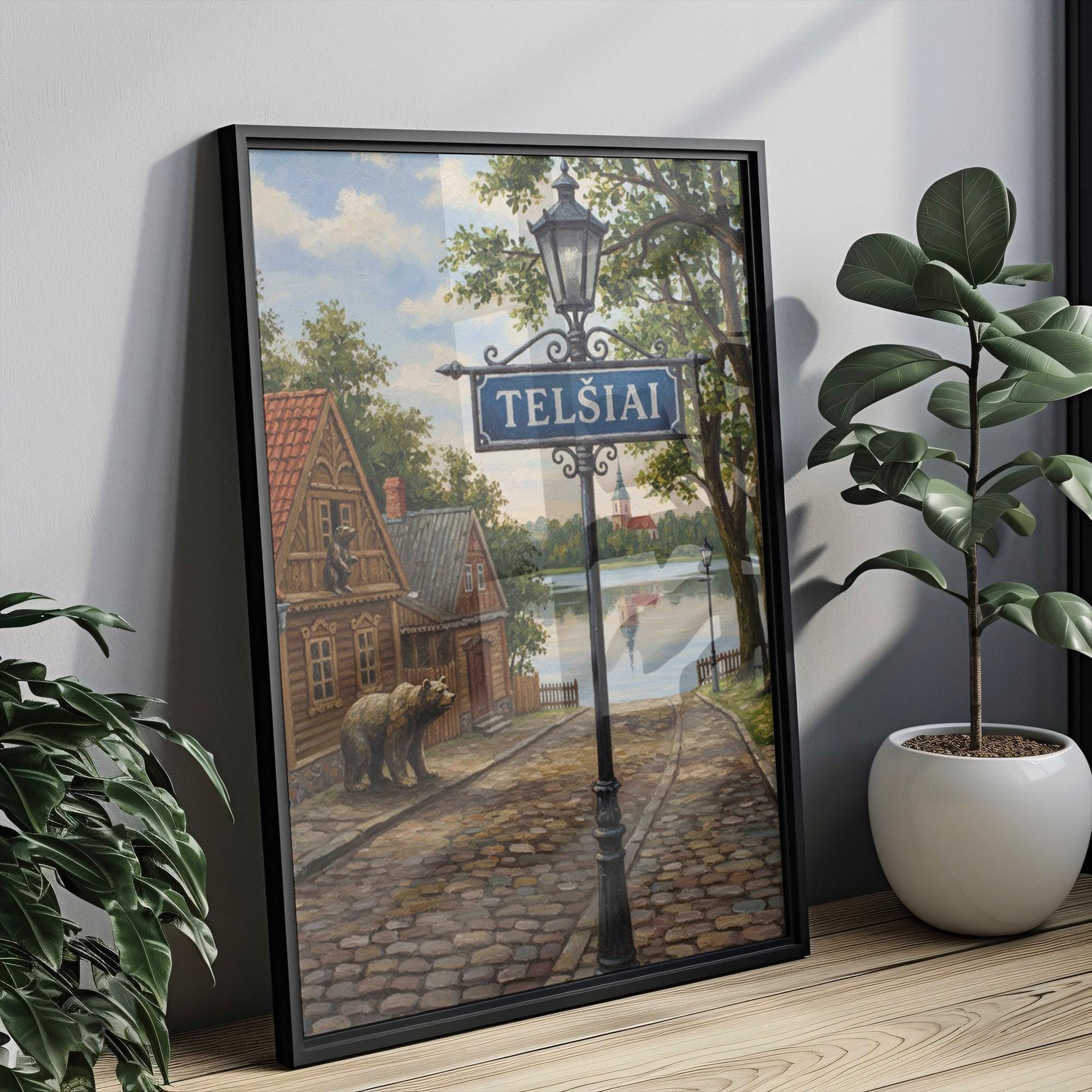 Telšiai Street Sign Art Print: Lithuania Samogitia Travel Poster Decor