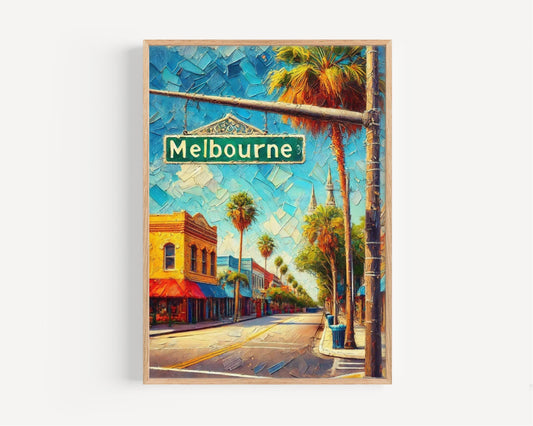 Florida Travel Print Wall Art, USA Decor, Housewarming Gift, American Art, Melbourne & Florida Poster, Unique Travel Home Decor
