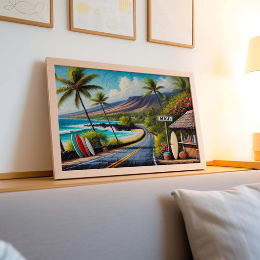 Maui Beach Art Print: Tropical Surf Poster