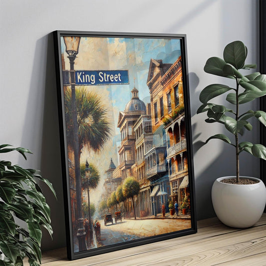King Street Wall Art Print, Charleston SC Travel Poster, South Carolina Gift, Historic Street Map, Travel Souvenir, State Art Decor