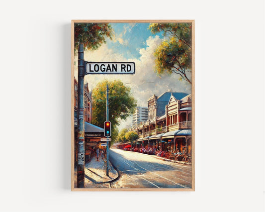 Brisbane Logan Rd Wall Art Print - Australian Travel Poster & Souvenir, Housewarming Gift, Modern Brisbane Decor
