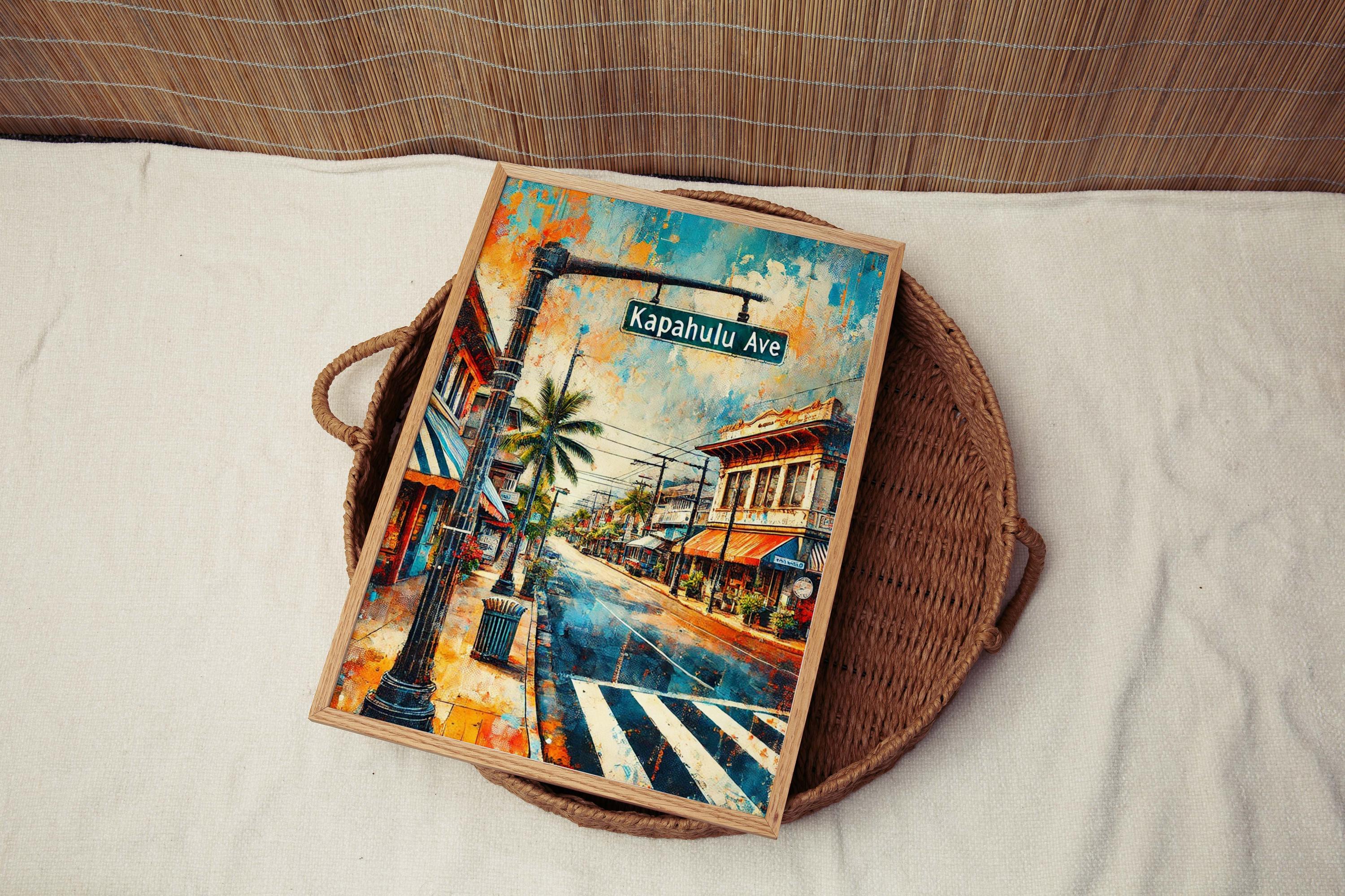 Kapahulu Ave Print - Oahu Wall Art, Honolulu Travel Poster, Hawaii Home Decor, Kapahulu Avenue Gift, Housewarming & Vacation Memory Art