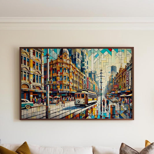 Bourke Street Print - Melbourne Wall Art Travel Poster, Australia Gift & Housewarming Decor, Stylish Urban Australia Art
