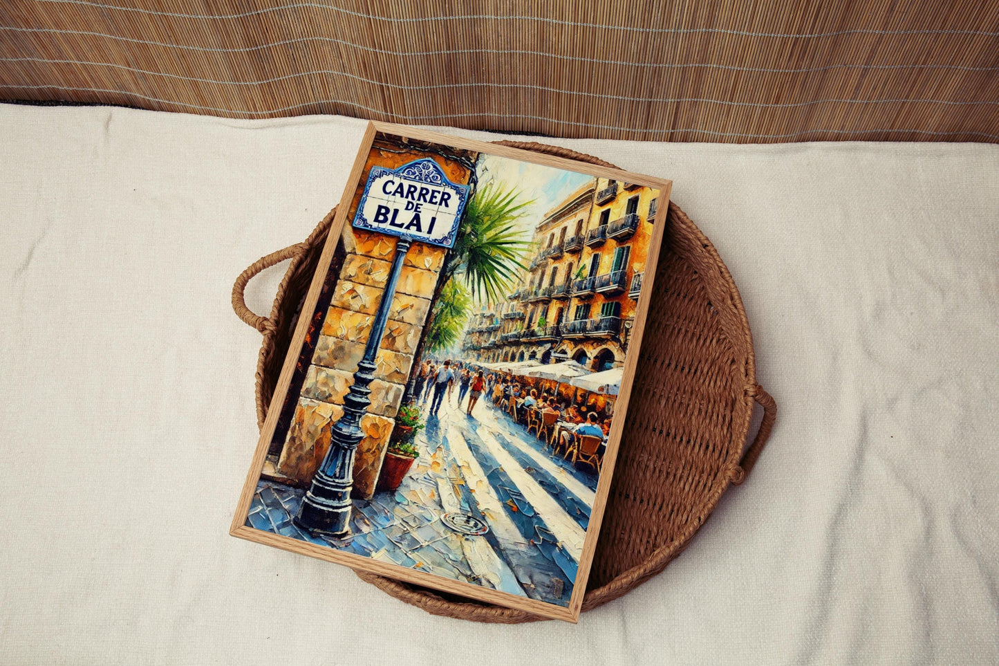 Barcelona Street Scene Print: Carrer de Blai, Spain Travel Poster