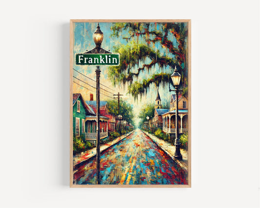 Art Franklin Wall Art Print - Louisiana Travel Poster, American Housewarming Gift, Unique Louisiana Home Decor