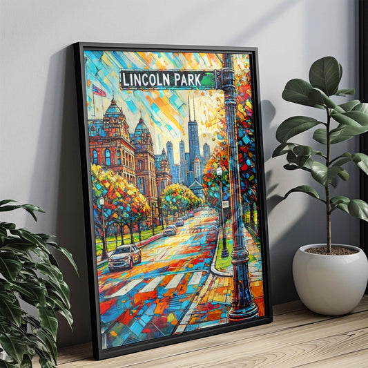 Chicago Lincoln Park Wall Art Print - Travel Poster & Gift, Chicago Cityscape, American Home Decor, Housewarming Present