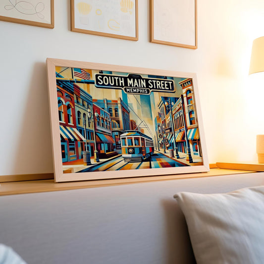 South Main St Wall Art, South Main Street Cubism Print, Memphis Cubism Art, Tennessee Gift, Travel Print, Travel Poster, Housewarming Gift