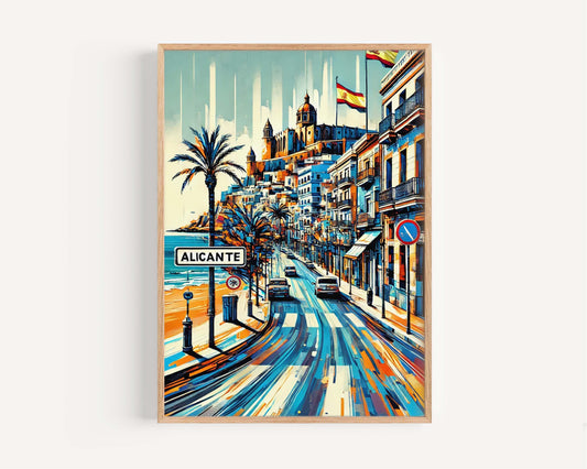Alicante Art Wall Print – Spain City Travel Poster, European Home Decor, Housewarming Gift, Alicante Spain Map Illustration