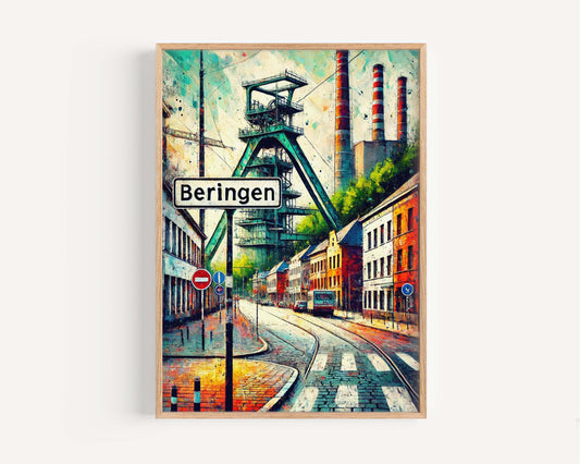 Beringen Art Print - Belgium City Wall Art, Travel Poster, European Home Decor, Beringen Gift, Housewarming & Travel Wall Decor