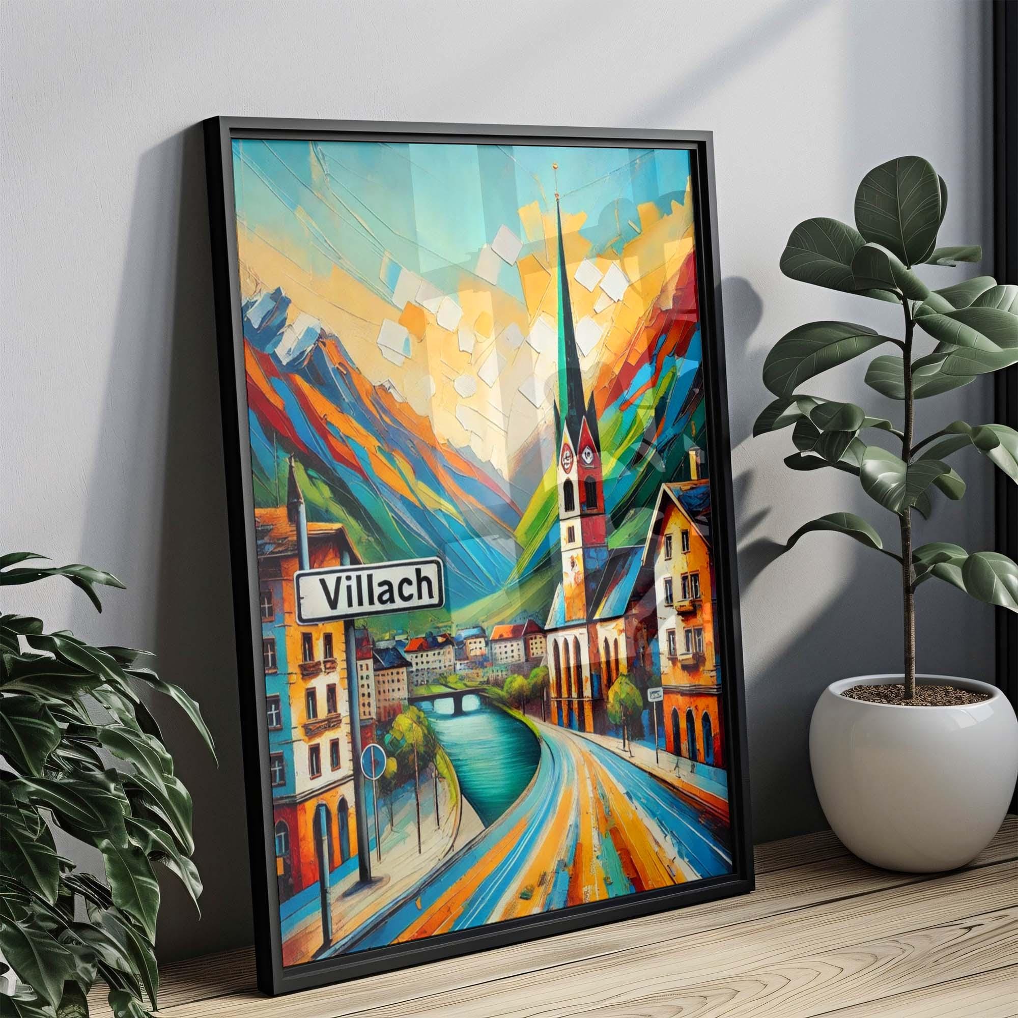 Villach Minimalist Print - Villach, Austria