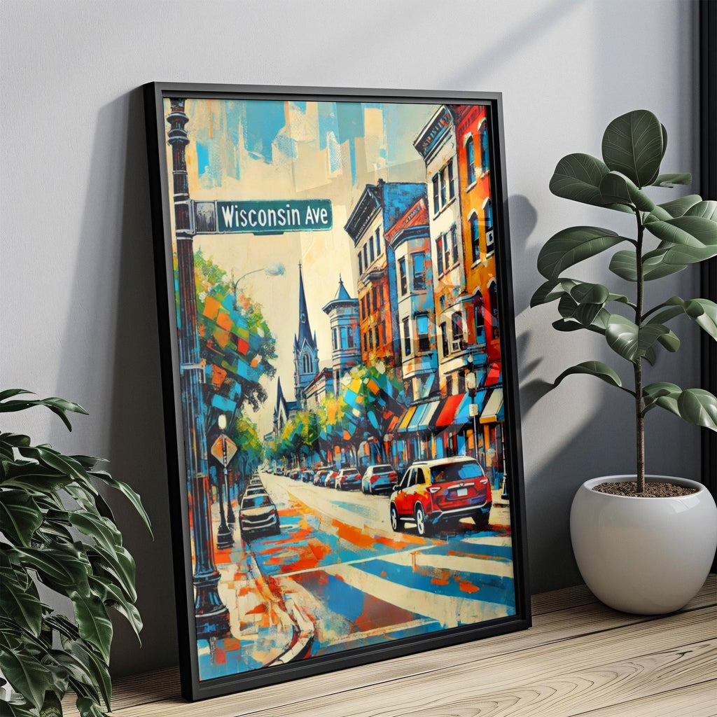 Wisconsin Ave Cityscape Print - Washington, DC, USA