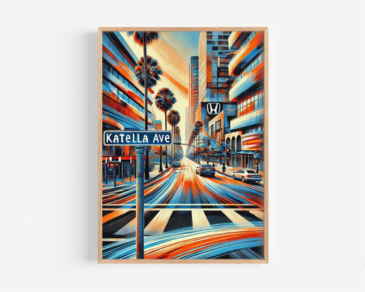 Orange County Katella Ave Wall Art - California Travel Print, Orange County Gift, Vintage Style Travel Poster