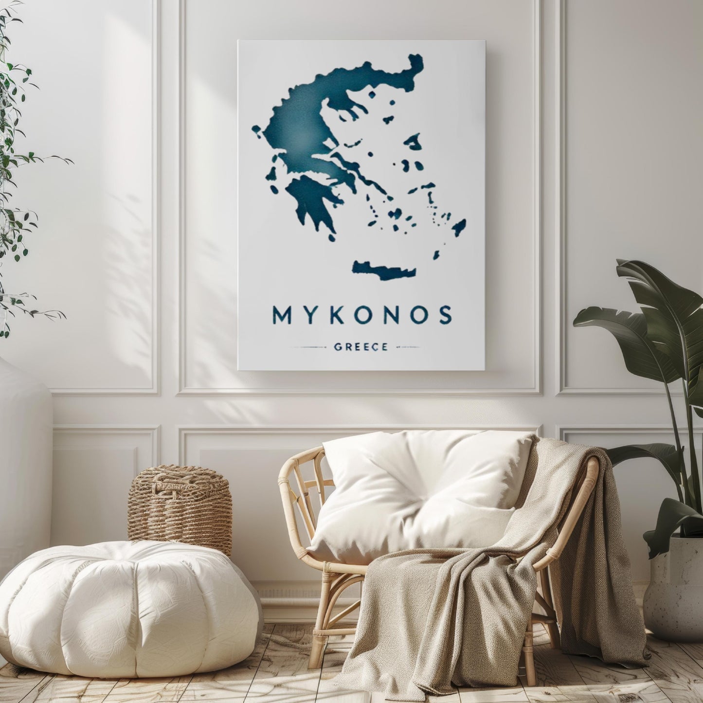 Greece Mykonos Wall Art Print – Travel Home Decor, Greece Gift, College Dorm & Housewarming Artwork, Coastal Blue Poster