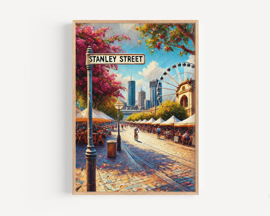 Brisbane Stanley St Wall Art Print - Modern Travel Poster & Street Map, Australia Decor, Housewarming Gift, Cityscape Home Wall Art