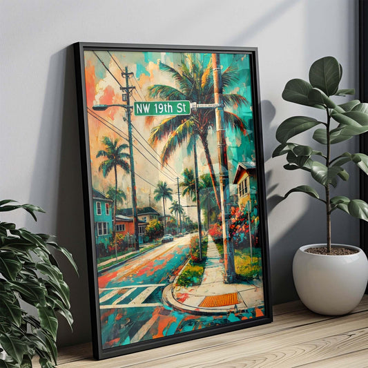 NW 19th St Print - Fort Lauderdale Wall Art, Florida Travel Poster, Housewarming & Florida Gift, Coastal Home Decor