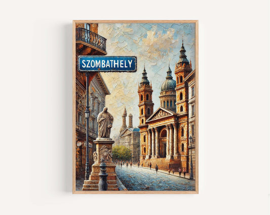 Szombathely Art Print - Hungary City Travel Poster, Szombathely Wall Art, Housewarming Gift, Unique Hungary Artwork, Modern Home Decor