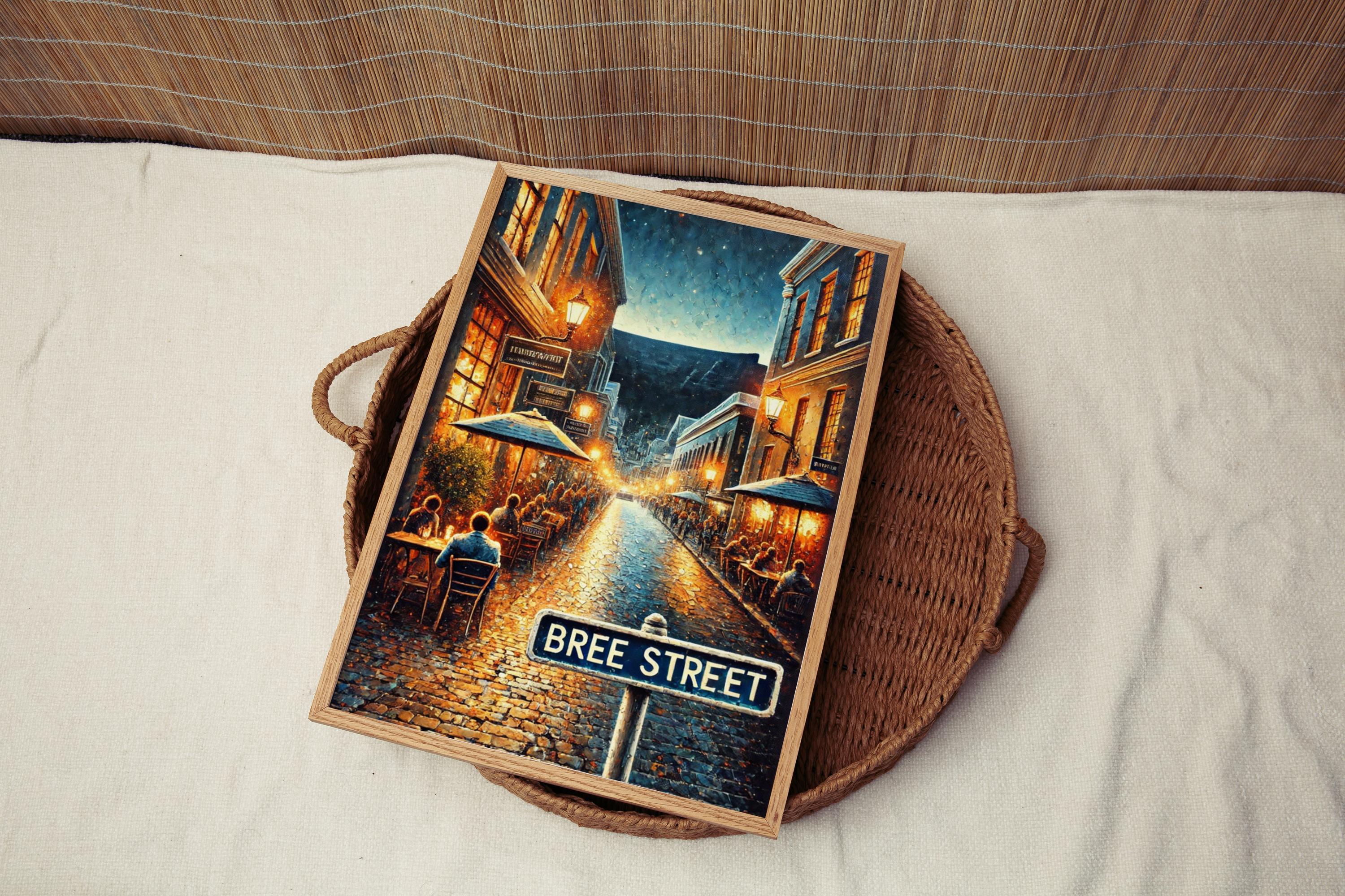 Bree Street Oil Painting Art Print: Cape Town South Africa Street Sign Travel Poster