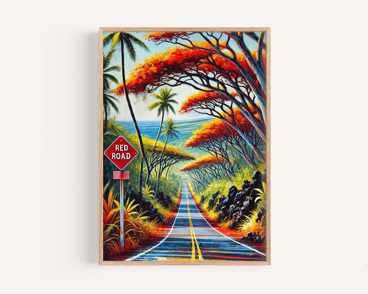 Red Road Print Decor - Puna, Hawaii, USA