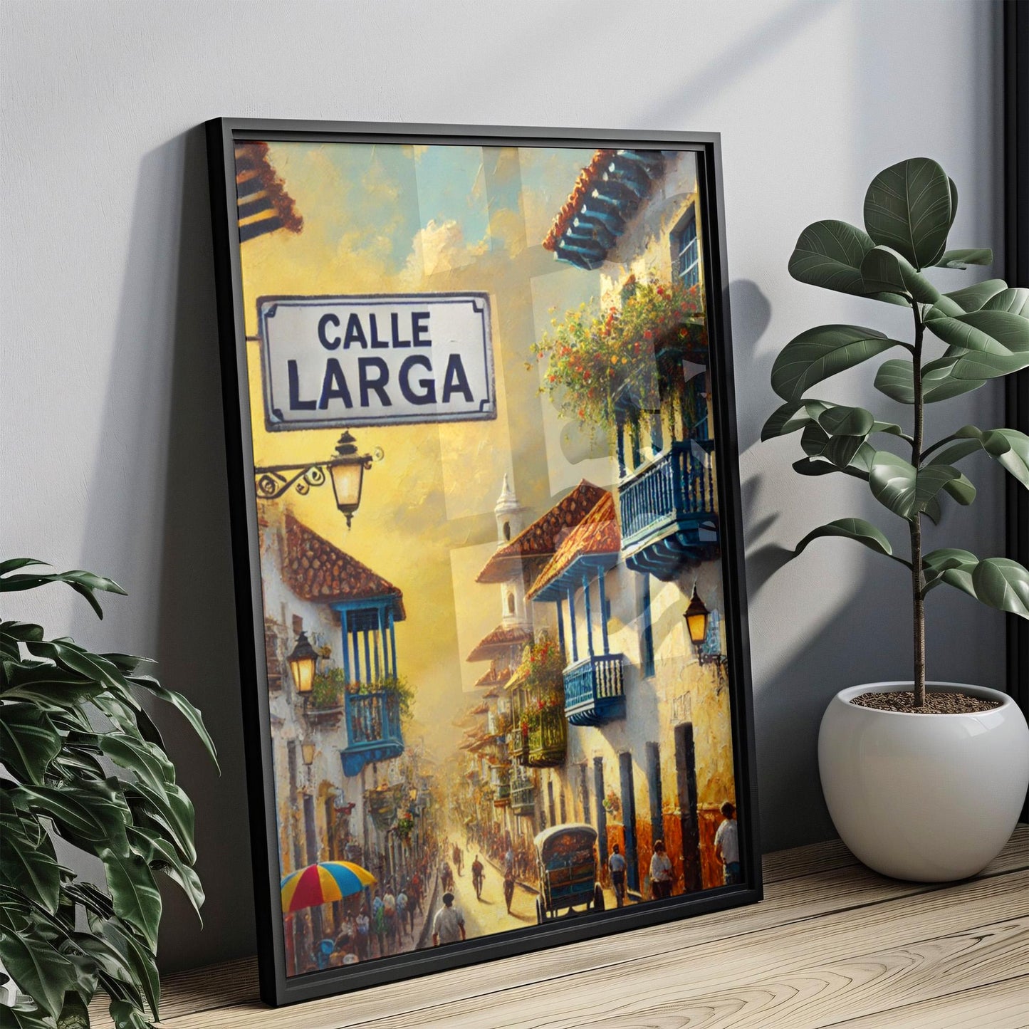 Cartagena Colombia Print: Calle Larga Street Sign, Travel Art
