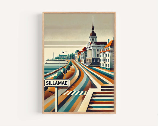 Sillamae Art Print - Estonia Travel Poster, European City Wall Art, Housewarming Gift, Sillamae Map Decor, Estonia Cityscape Illustration