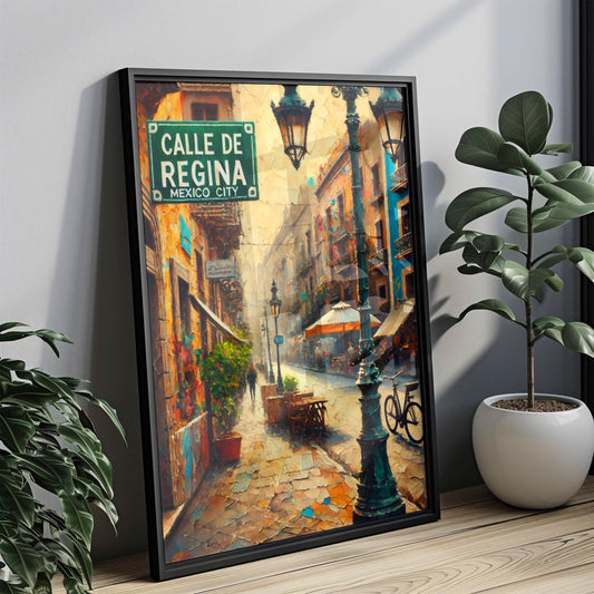 Calle de Regina Wall Art, Mexico City Print, Street Sign Art, Mexican Decor, Travel Souvenir, Vibrant Pedestrian Street, Gift for Travelers