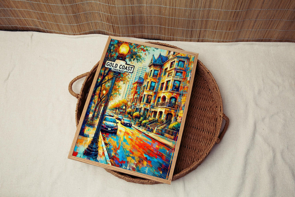 Chicago Gold Coast Wall Art Print - Travel Poster & USA Gift, Chicago Home Decor, Housewarming Present, Urban Cityscape Artwork