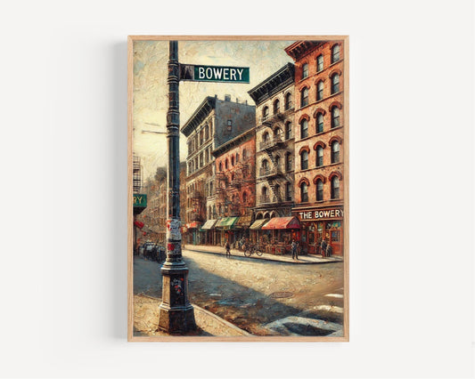The Bowery Wall Art Print - Manhattan Travel Poster, New York City Decor, Housewarming Gift, Urban Style Wall Decor, Travel & City Artwork