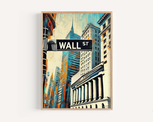 Manhattan Art Wall Street Print, NYC Travel Poster, New York City Gift & Housewarming Wall Decor