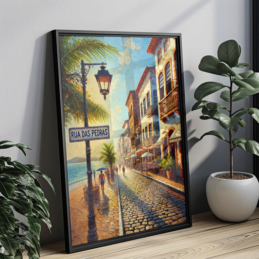 Poster Rua das Pedras Wall Art Brazil Travel Print South American Art Housewarming Gift Brazil Decor