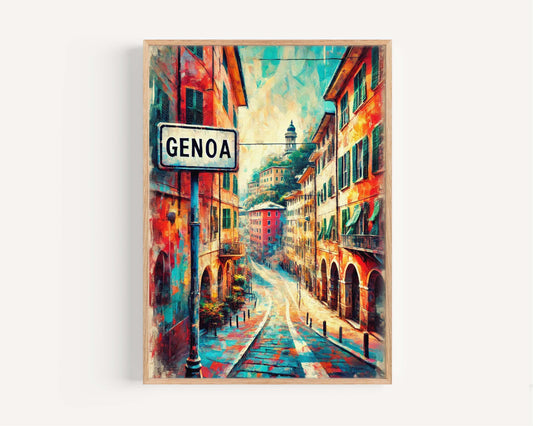 Genoa Art Print - Italian Wall Art Travel Poster, European City Map, Housewarming & Italy Gift, Genoa Artwork for Home Decor