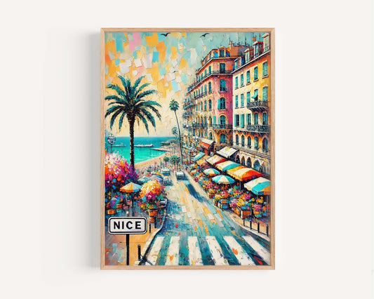 Nice Art Print - French Travel Poster Wall Art, France Gift, European Home Decor, Housewarming Present, Vintage Style Artwork from Nice City
