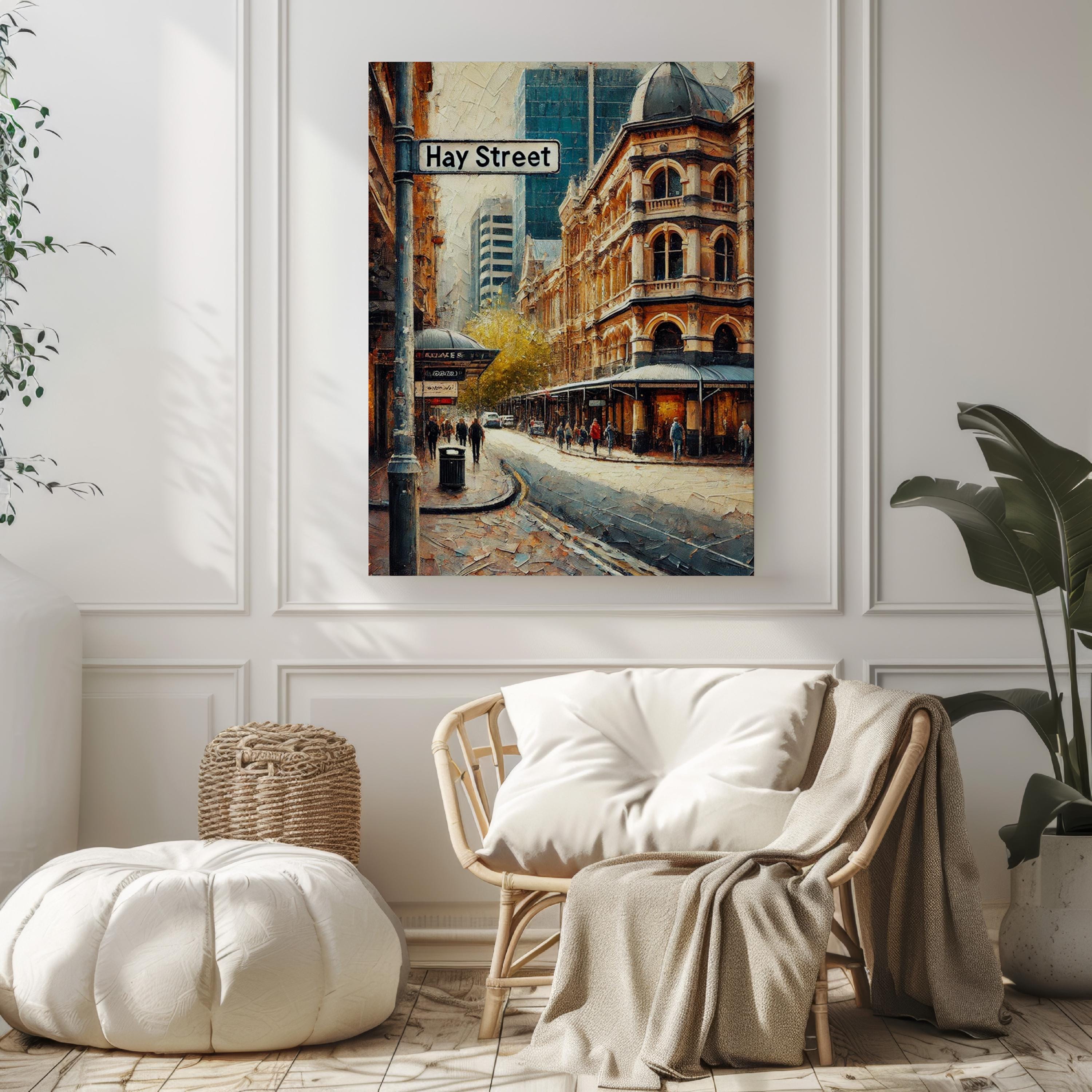 Perth Hay St Wall Art Print – Travel Poster, Australia Souvenir, Housewarming Gift, Perth Travel Decor, Modern Cityscape Artwork