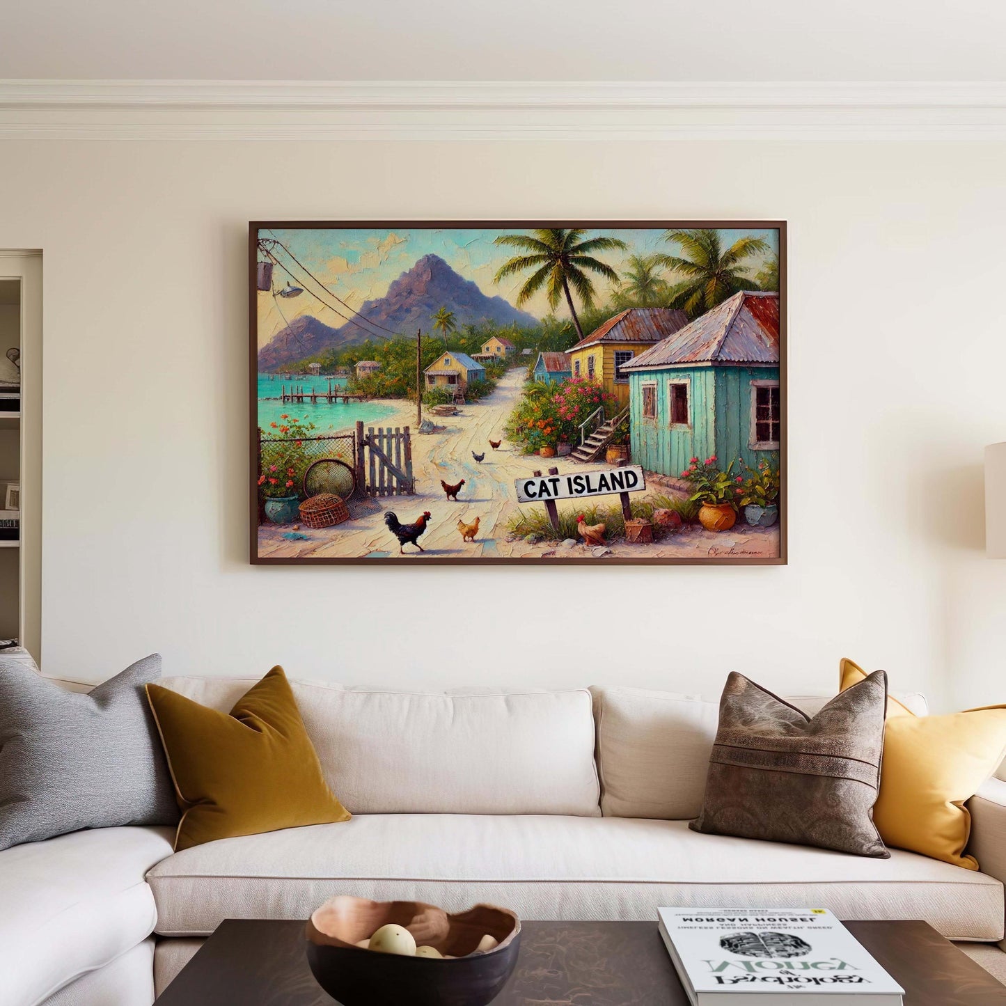 Cat Island Bahamas Art Print: Tropical Caribbean Map Poster