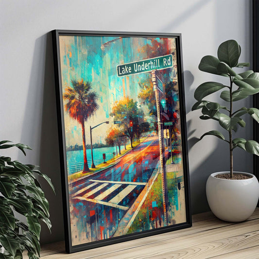 Lake Underhill Road Wall Art, Orlando Travel Print, Florida Art Poster, Travel Decor, Housewarming Gift, Florida Gift, City Map Print
