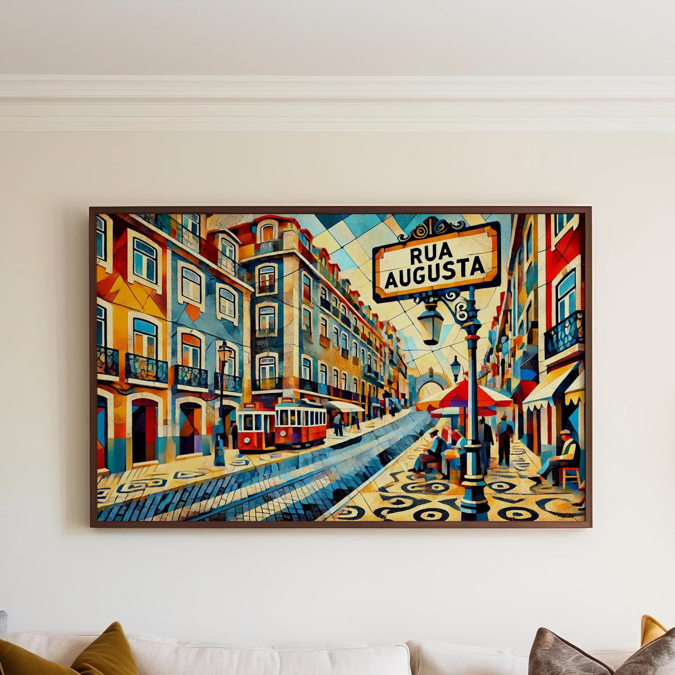 Rua Augusta Print - Lisbon Wall Art, Portugal Travel Poster, Housewarming Gift, Souvenir, Rua Augusta Vintage Map Artwork
