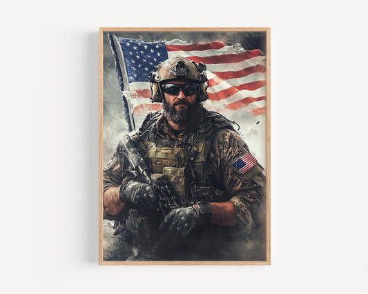 American Troop Art | Abstract USA Wall Art for Home Decor | Patriotic United States Poster | Independence Day Artwork
