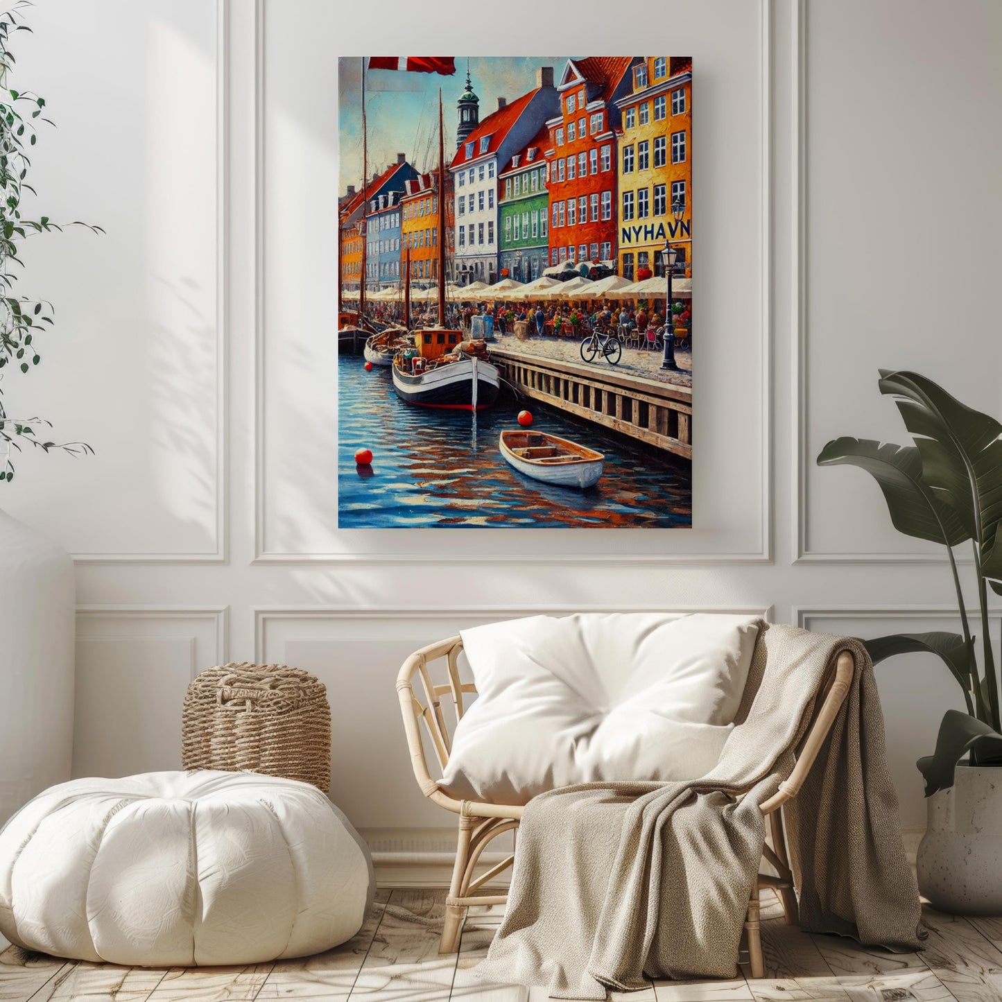 Nyhavn Copenhagen Print: Scandinavian Coastal City Travel Poster