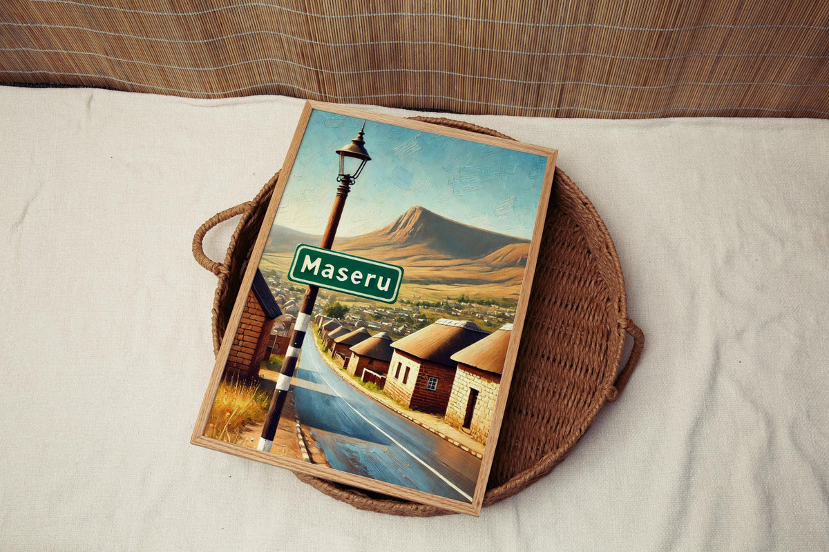 Maseru Map Wall Art Modern - Lesotho
