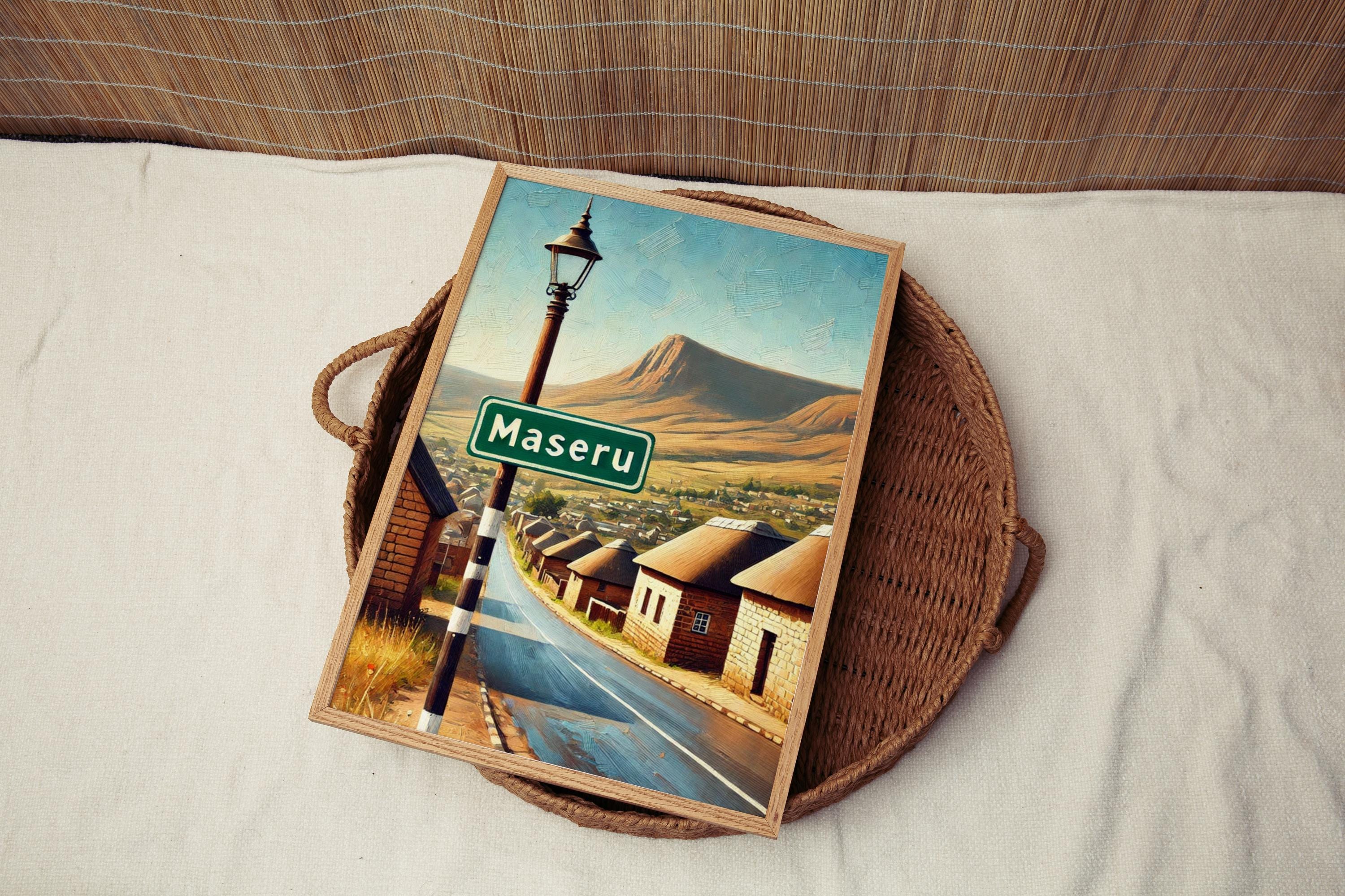 Maseru Map Wall Art Modern - Lesotho