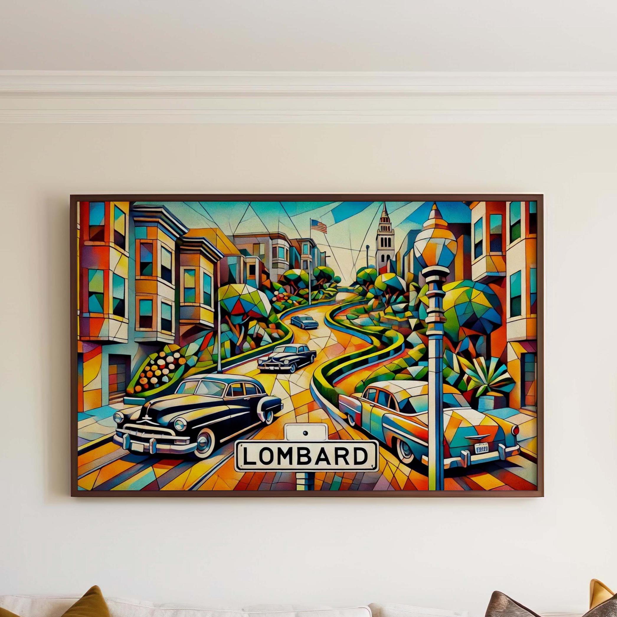 Lombard Street Wall Art - San Francisco Cubism Print, Travel Poster & Housewarming Gift, Unique Cityscape Decor