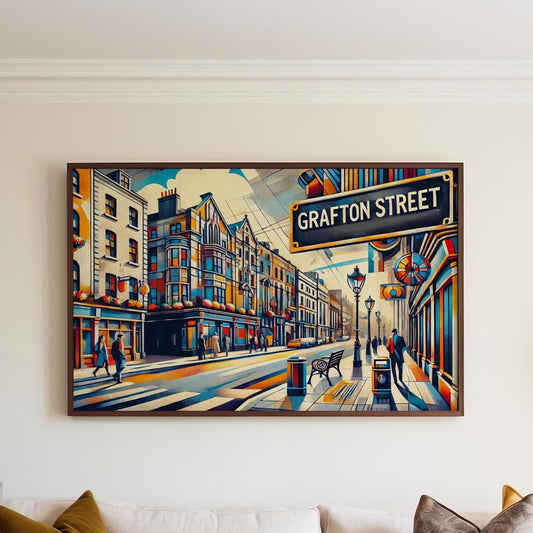 Grafton Street Wall Art Print - Dublin Travel Poster, Ireland Gift, Irish Souvenir & Housewarming Decor