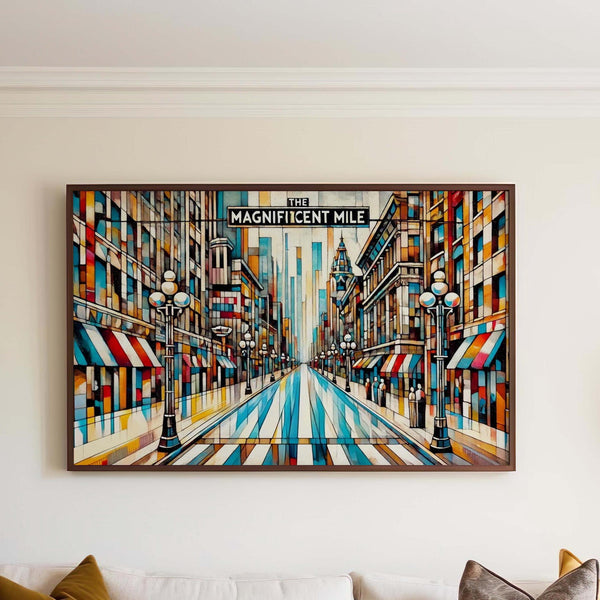 Magnificent Mile Cubist Wall Art - Chicago, Illinois, USA
