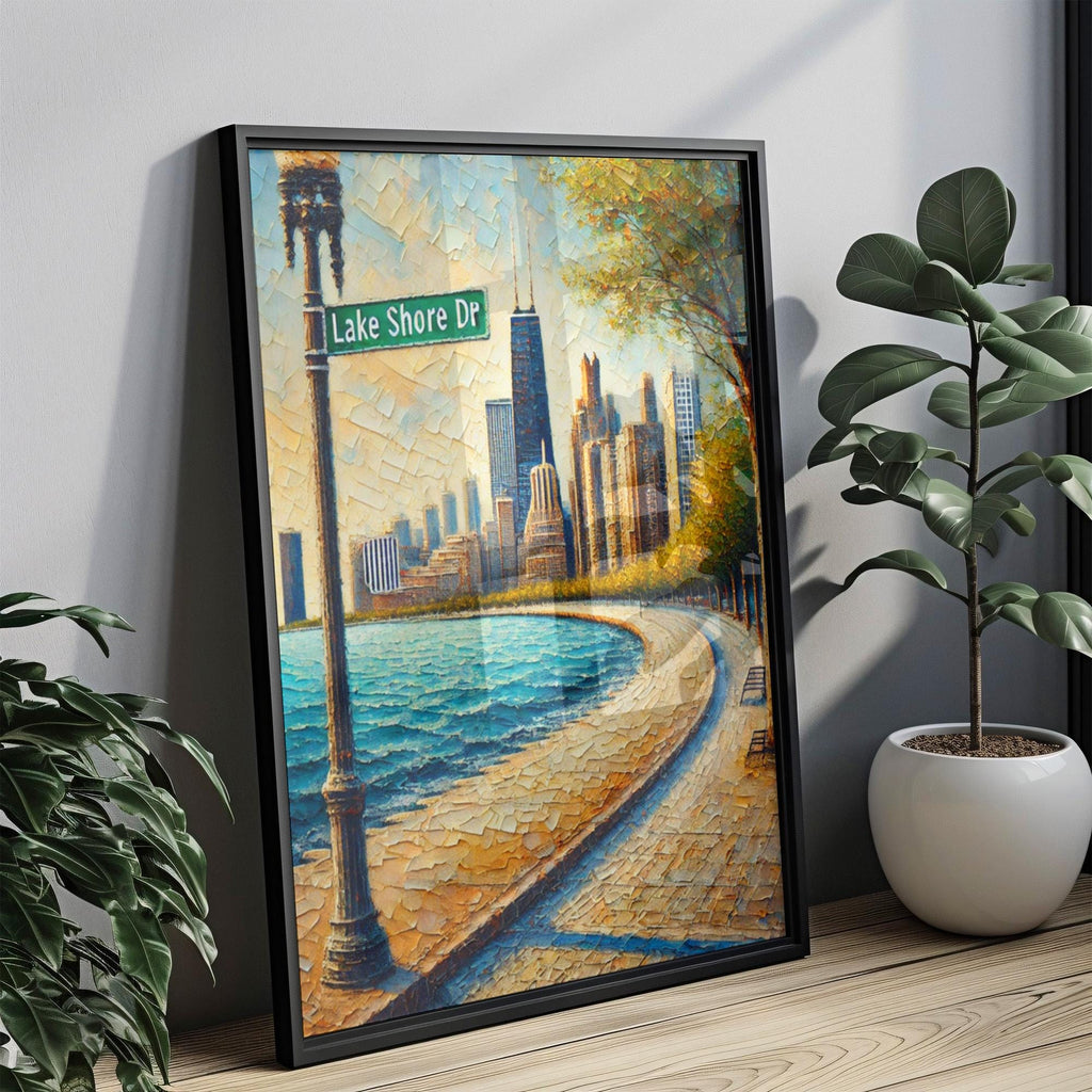 Chicago Lake Shore Drive Wall Art, Travel Poster, Illinois Gift, Chicago Skyline Print, Housewarming Decor