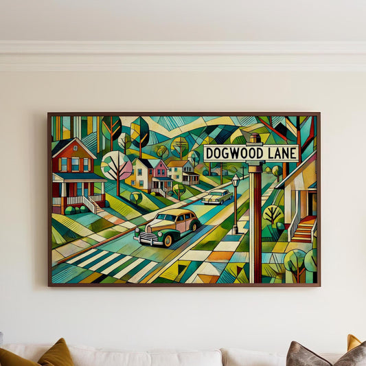 Dogwood Ln Wall Art Print - Charlottesville Virginia Travel Poster, Housewarming Gift, Dogwood Lane Map Art, Virginia Decor