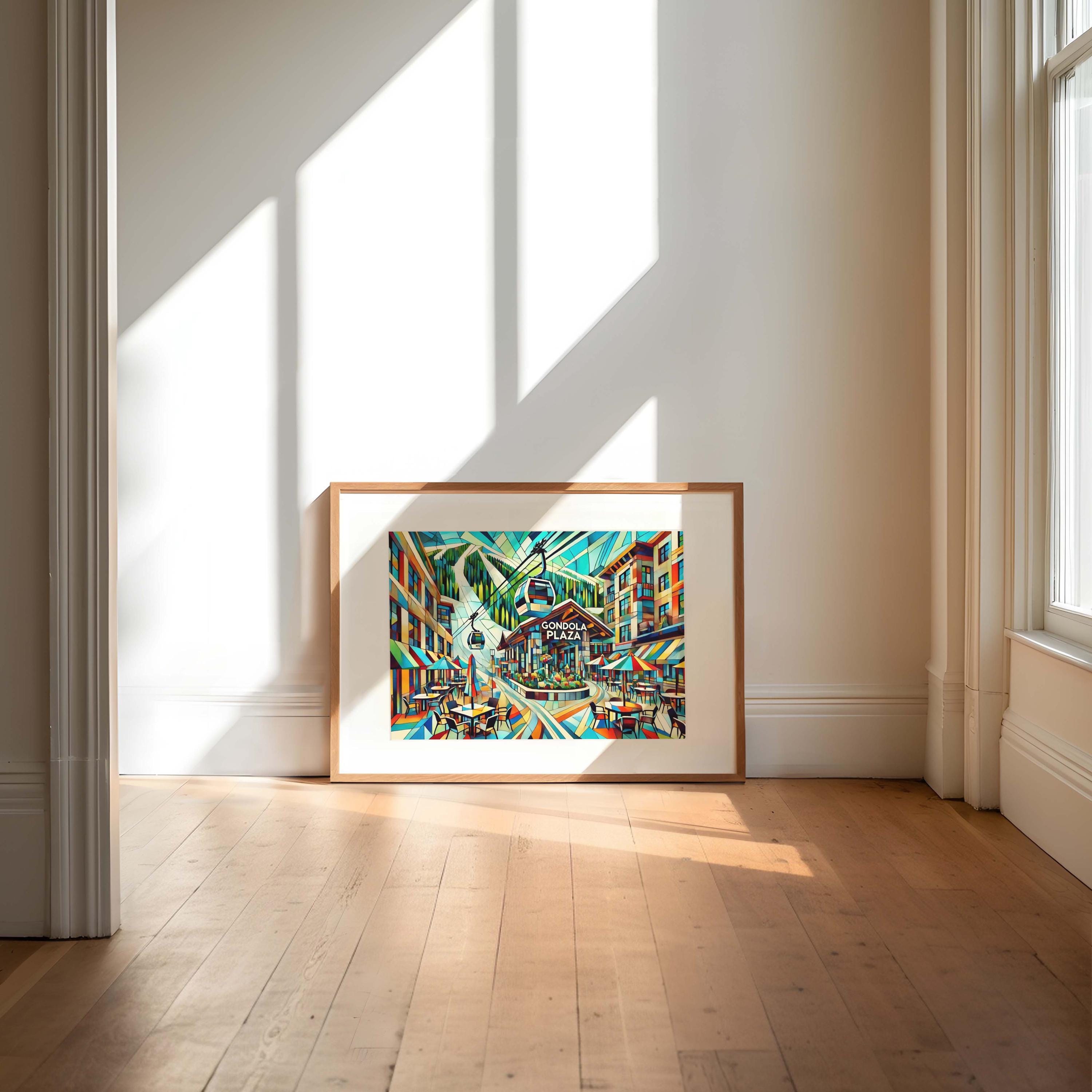 Gondola Plaza Wall Art Print - Aspen Colorado Travel Poster, Housewarming Gift, Scenic Mountain Decor, Rustic Lodge Art, Aspen Gift Ideas