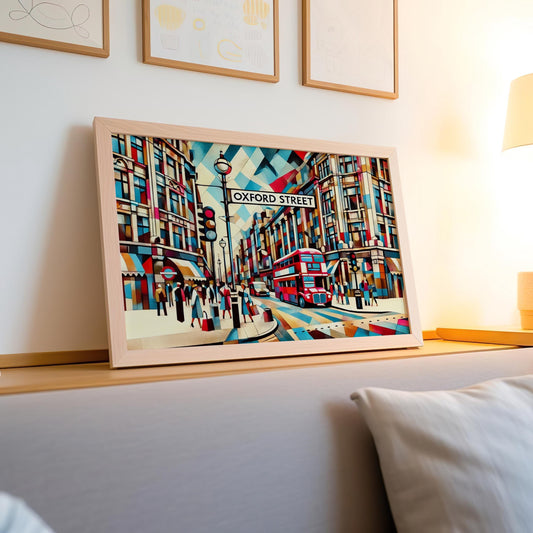 Oxford Street Wall Art Print - London Travel Poster, England Souvenir, Housewarming Gift, English Cityscape Home Decor