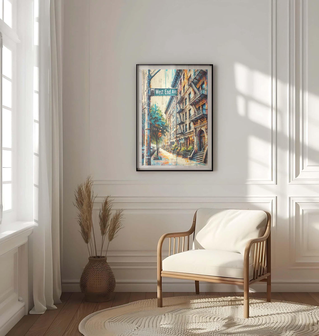 West End Ave Print - Manhattan Wall Art, NYC Travel Poster, New York City Artwork, Housewarming Gift, Urban Home Decor, West End Avenue Map
